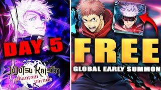 GLOBAL FREE GOJO SUMMON & DAY 5 GLOBAL LAUNCH GUIDE!!!! (Jujutsu Kaisen Phnatom Parade)