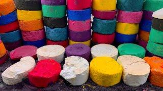 EXPLOSION of Pigments Colourful Pigment Chalk Crush Asmr Playing and Mixing Colours