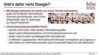 Bachelorstudiengang "Informationswissenschaften" an der HdM