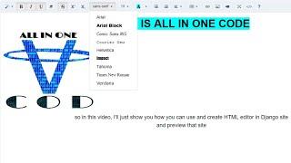 How To Use And Make HTML Editor In Django Site | All In One Code