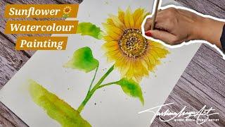 Beginners Watercolour Painting Tutorial Sunflower  | 10 Tips! Easy Step-by-step Art 