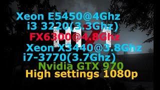 H1Z1 E5450 vs i3 3220 vs FX6300 vs X3440 vs i7 3770 + GTX 970 High settings 1080p