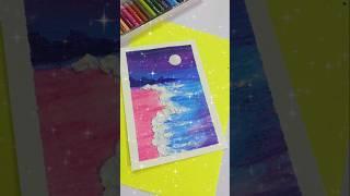 Create Beautiful Oil pastel Ocean art  #shorts #easy #painting #youtubeshorts @itspriyanjalisingh