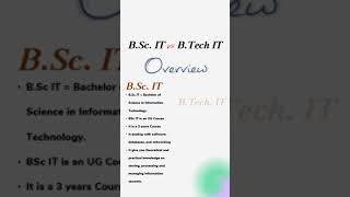 BSc IT vs BTech IT Which Is Better | BSc IT vs BTech IT Full Information | BSc IT vs BTech IT kya ha