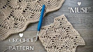 ВЯЖЕМ НЕВЕРОЯТНЫЙ УЗОР КРЮЧКОМ «МУЗА» ПОВОРОТНЫМИ РЯДАМИ  / «MUSE» LACE CROCHET PATTERN