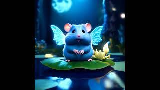 Blue-skinned hamster fairy with glowing wings #ai #appypie #video