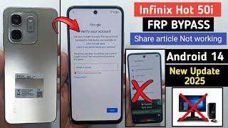 Infinix Hot 50i Frp Bypass Android 14 || Infinix Hot (X6531) Share Article Not Working || Without Pc