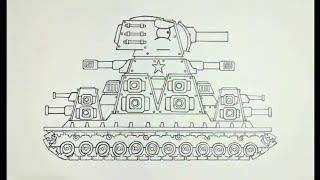 How to draw a cartoon kv44 tank (Home anima tions).