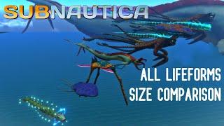 Subnautica - ALL LIFEFORMS SIDE BY SIDE SIZE COMPARISON