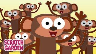 Fifty-Five Little Monkeys Jumping on the Bed | Nursery Rhyme | Scratch Garden