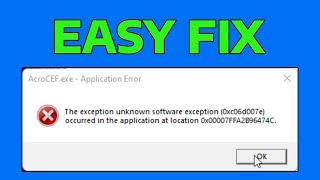 How To Fix Unknown Software Exception 0xc06d007e in Windows