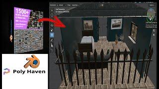 How to Installing and using Poly Haven Add-Ons in Blender | 1727 + HDRIs , Model , & Materials