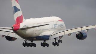 Windy Landings at Heathrow Airport plane spotting