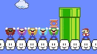 What if 6 Marios tried to beat Super Mario Bros.?