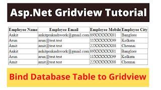 Asp.Net Gridview Tutorial - Bind Database Table To Gridview - Tutorial 1