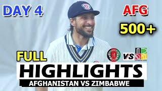 Afghanistan Vs Zimbabwe | Full Highlights | 1st Test Match Day 4 Stumps | Zim Vs Afg