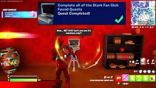 How to EASILY Complete all of the Stark Fan Club Found in Fortnite locations Quest! (Secret Mission)