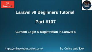 Learn Laravel 8 Beginners Tutorial #107 Custom Login And Registration in Laravel 8