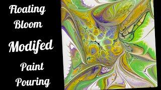 (1118) Floating Modified Bloom, Acrylic Paint Pouring
