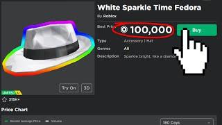 I Bought White Sparkle Time Fedora for 100,000 Robux