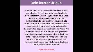 Dein letzter Urlaub  | Learn German With Dialogues | German Samosa  #germanlevela1 #germanlanguage
