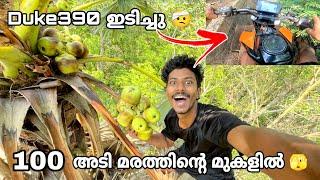 100 അടി  മരത്തിന്റെ മുകളിൽ 🫣 || Duke 390 ഇടിച്ചു  || KnOckOuTer