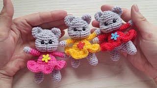 Кошечка в платье вязаная крючкомcrochet catgehäkelte Katze