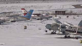 Abandoned airplanes AN-2 Kokuruznik and passenger aircraft Cheshsky L-410 Cherkasy airport Ukraine