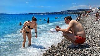 # 27 Beach Walk in Nice 2023. Nice, Beach Walk French Riviera. Beach Walk Tours 4K.