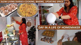 Indian Mom's Lunch To Dinner Routine - Slow & Productive Living | Tahri, Namkeen, Sweet Bun & Puff