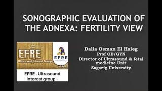 Prof  Dalia Osman Sonographic Evaluation of the adnexa Fertility view Ultrasound in ART