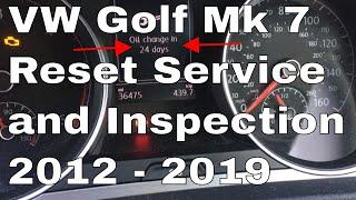 VW Golf Service Reset MK7 Oil and Inspection Reset service light reset Mark 7 2012 to 2019