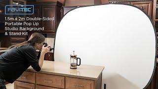 Fovitec:- 1.5m x 2m Double-Sided Portable Pop Up Studio Background And Stand Kit For Video