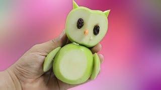 2 Simple Apple Owl Cutting Garnish | Lavy Fuity