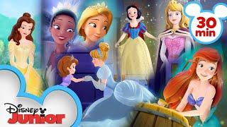 Every Time Sofia Meets a Disney Princess | Sofia the First | @disneyjr