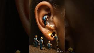 Mini Workers Cleaning an Ear!  Ultra-Realistic AI Animation #shorts