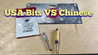 Flush-cut router bit comparison. Chinese VS Made is USA