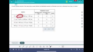 ALEKS: Identifying Brønsted-Lowry acids and bases