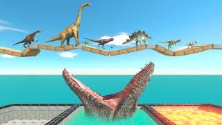 Dinosaur Race: Who Can Run Across The Unstable Bridge?| Animal Revolt Battle Simulator