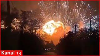 "F**k, terrible" - shocked Russians show explosion at ammunition depot in Krasonodar