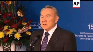 President Nursultan Nazarbayev casts ballot in vote