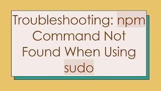 Troubleshooting: npm Command Not Found When Using sudo