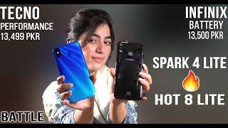 Tecno Spark 4 Lite Vs Infinix Hot 8 Lite Comparison..Gaming ,Camera, Performance