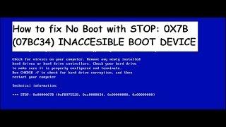 SOLVED | INACCESSIBLE BOOT DEVICE | STOP : 0X0000007B (WITH AUDIO)