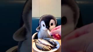 Baby penguin eat fresh fish #penguin #cute #adorable #ai #animals