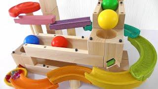 Marble Run ASMR Race  HABA Slope & Dump Truck Excavator Ambulance Forklift Garbage Truck Tractors#1