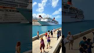 Cruise Ships Brush Against Each Other While Entering the Port
