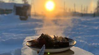 Cooking at -50C️ Meat with vegetables in an Afghan cauldron / Готовим в -50С️ Мясо с овощами Афган