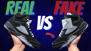 2025 Real Vs Fake Jordan 5 “Black Metallic”