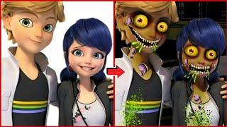 Miraculous Marinette and Cat Noir Horror zombie version || Ladybug|| Adrien || Creepy cartoon